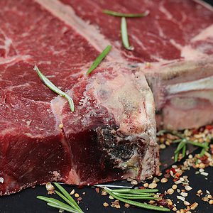 Beef – T bone steak – 100% grass fed .9-1.01 lb.