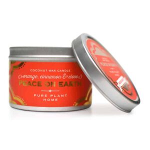 Candle – Orange, Clove & Cinnamon- Peace On Earth – 3 oz Holiday Candle in Small Silver Tin – Pure Plant Home