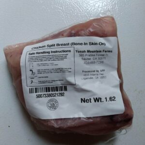Chicken – Bone-in Split Breast – Pastured, Soy Free, Corn Free, non-GMO, no antibiotics, 1-1.5 lbs.