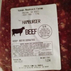 Beef- Ground, grass fed and finished, 1 lb., no antibiotics